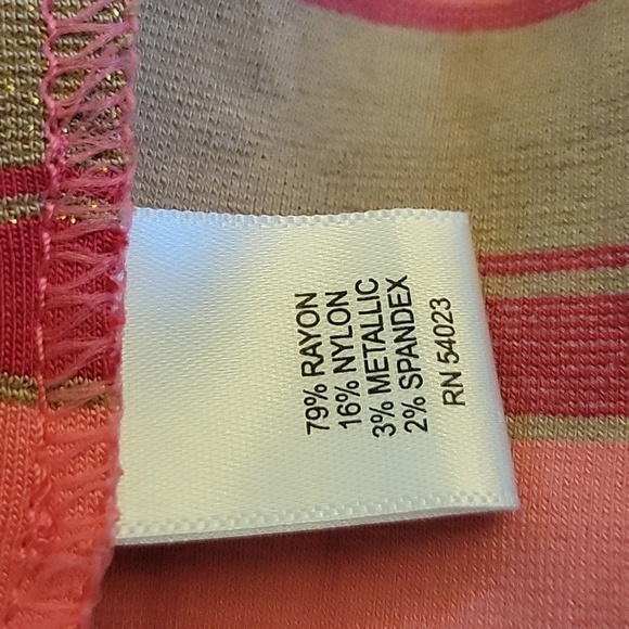 BANANA REPUBLIC pink & metalic gold striped dress.   Size 16 tall. - Picture 7 of 7